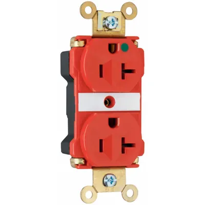 PASS & SEYMOUR Stopkontak: Kelas Rumah Sakit, Dupleks, 5-20R, Merah, 125V AC - General Purpose Receptacles