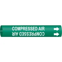 Pipe Marker: Compressed Air, Green, White, Fits 3/4 to 1 3/8 in Pipe O.D., 1 Pipe Markers (MPN 4033-A)