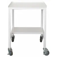 Mobile fume hood cart with powder-coated steel construction. Overall height 34 in, width 4 1/4 ft, depth 28 in. No doors. Designed to support fume hoods in laboratory environments where movable ventilation enclosures are required
