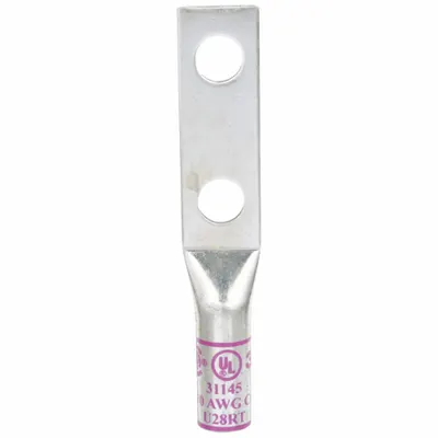 3M Lug Kompresi: Untuk 4/0 AWG, Kawat Terdampar, Ukuran Stud 1/2 in, Panjang - Two-Hole Compression Lugs