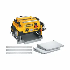 Single-phase benchtop planer with 2 hp motor, 15 A draw, and 10,000 RPM cutterhead speed. Accepts stock up to 13 inches wide and 6 inches high. Suitable for thickness planing of lumber in woodworking applications.