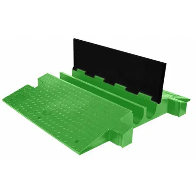 CHECKERS HI-VIZ CABLE PROTECTOR: 2 Channels, Hinged, 3 3/4 in Max Cable Dia - 2-Channel Hinged-Cover Cable Ramps