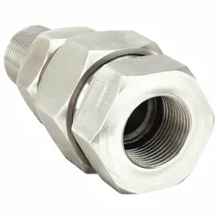 This ball-joint swivel air line fitting is constructed from chrome-plated Type 303/Type 316 stainless steel. It features an NPT male inlet and NPT female outlet, rated for a maximum operating pressure of 250 psi. The swivel design reduces hose kinking and stress on connections in compressed air systems.
