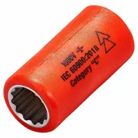 ITL Insulated Socket: 3/8 in Drive Size, 9/16 in Socket Size, 1 43/64 in Overall Lg, 12-Point, Std (MPN 01726)