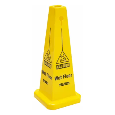 Kerucut Keselamatan: Polipropilena, 26 in x 10 9/10 in x 10 9/10 in Ukuran Tanda Nominal - Caution Wet Floor Safety Cone Signs
