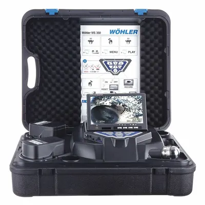 WOHLER Sistem Inspeksi Pipa: VIS 350 PLUS, Pelacak Termasuk, 100 ft Panjang, 8 in Diameter Pipa Maks. - Wohler Pipe Inspection Camera Reels