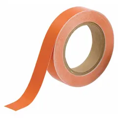 Orange solid-color banding tape for pipe identification. Made of vinyl, non-reflective, 1 inch wide by 90 feet long (1,080 inches total). Used to mark pipes in industrial facilities for content and hazard identification.