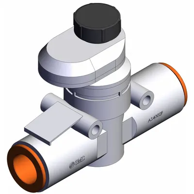 Pengontrol Kecepatan SMC: Fitting In-Line, 1/2 in Ukuran Badan Katup, 1/2 in Dorong untuk Menghubungkan Tabung - In-Line Speed Control Valves