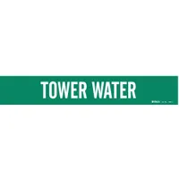 Pipe Marker: Tower Water, Green, White, Fits 2 1/2 to 7 7/8 in Pipe O.D., 1 Pipe Markers (MPN 7285-1)