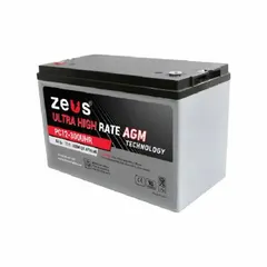 AGM sealed lead acid battery with 12V DC output and 83 Ah capacity. Features an ABS housing and M6 terminal connections. Dimensions: 8.19 in height, 6.61 in width. Suitable for standby power applications such as backup power, UPS systems, security alarms, and emergency lighting.