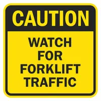 Reflective Lift Truck Caution Sign: Aluminum, Mounting Holes Sign Mounting, 0.08 in Thick (MPN T1-1378-HI_18x18)