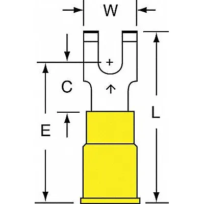 Terminal Garpu 3M: Kuning, Nilon, Ukuran Stud #8, Rentang Kawat 12 AWG – 10 AWG - Insulated Fork Terminals