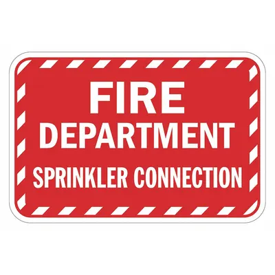 Tanda Sambungan Api Reflektif LYLE: Aluminium, Pemasangan Lubang Pemasangan Tanda - Fire Department Sprinkler Connection Signs