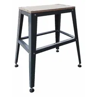 Fixed-height worktable with a particleboard top measuring 33 1/4 by 22 inches. Supports an overall load capacity of 800 lb. Non-expandable, non-modular unit intended for stationary use in industrial workshops, assembly lines, and maintenance areas