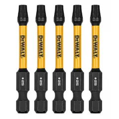 Impact-rated Torx bit with T25 size and hex shank, designed for high-torque fastening with impact drivers. Constructed from S2 steel, standard length, Imperial sizing. Suitable for driving screws in metal or wood.