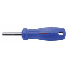 This handle-only multi-bit screwdriver is designed for use with separately purchased bits. It features a magnetic tip holder that secures bits during driving tasks. Suitable for assembly, maintenance, and repair applications where interchangeable bits are required.