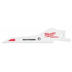 This 5-pack of reciprocating saw blades is designed for cutting thin metal sheets, tubing, and profiles. Each blade measures 3-1/4 inches in length and 0.04 inches in thickness, with a rigid, tapered geometry for straight cuts. Suitable for ferrous and non-ferrous metals in applications such as HVAC ductwork, automotive repair, and metal fabrication.