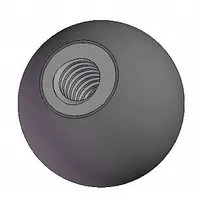 This ball knob features a 1 in diameter plastic body with a brass #10-24 threaded hole. It is used for manual adjustment or fastening on industrial equipment, such as machinery panels or clamping fixtures