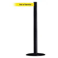 TENSABARRIER Barrier Post with Belt: Yellow, No Pattern, Out of Service, 7 1/2 ft Belt Lg, Black (MPN 875-33-STD-NO-YEX-C)