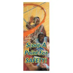This poly sheeting banner is printed on one side and measures 74 inches by 28 inches. It is suitable for both indoor and outdoor use, making it a versatile option for promoting safety awareness in various workplace settings such as break rooms, warehouses, or entrances. The banner does not include wind slits.