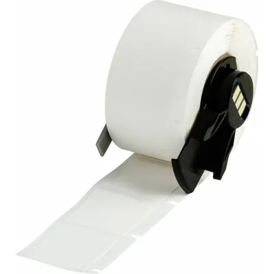 BRADY Label Pembungkus: 1 in x 1 in, Nilon, Hitam di Atas Putih - Brady Precut Label Rolls