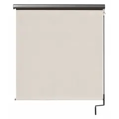 This pole-and-crank-operated sun shade from the Regal Series features a 96-inch valence width and 90% UV protection. The Palm fabric color is paired with an Oil Rubbed Bronze valence. A bungee-and-hook tie-down system secures the shade, and the right-side operation allows convenient deployment on patios, decks, or outdoor workspaces.