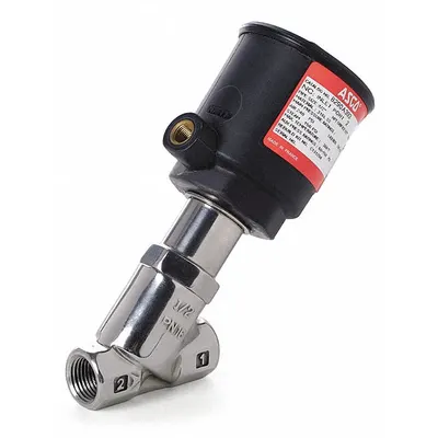 ASCO Angle Body Piston Valve: 2-Way, Normally Closed, 1/2 in Pipe Size, Bronze Body - 2-Way/2-Position, Normally Closed Air-Operated Valves