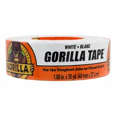 General purpose duct tape with a white polyethylene coated cloth backing and rubber adhesive. Measures 1 7/8 inches wide by 30 yards long, 16.75 mil thick. Minimum application temperature 32°F. Suitable for sealing, bundling, and temporary repairs in construction, maintenance, and packaging.