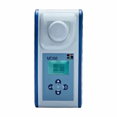 This portable colorimeter measures molybdenum concentration in water samples. It features a digital display and an LED light source with a stated accuracy of 3%. Suitable for field or laboratory use in water treatment and chemical analysis applications.