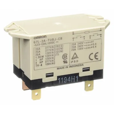 Relai Daya Tertutup OMRON: Dipasang di Permukaan (Flensa Atas), Peringkat Arus 25 A - Surface-Mounted Relays