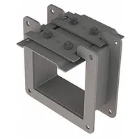 Steel nipple for connecting sections of dust-tight wireways in electrical installations. Measures 4 inches wide, 4 inches high, and 2 inches long. Includes a set of screws to join sections and a gasket to maintain dust-tight integrity. No knockouts