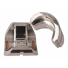Replacement upper and lower crimping die set for Color-Keyed copper and aluminum connectors. Accommodates 350 kcmil aluminum and 500 kcmil copper conductors. Code type, brown color. Suitable for heavy-duty electrical connections in industrial and utility applications.
