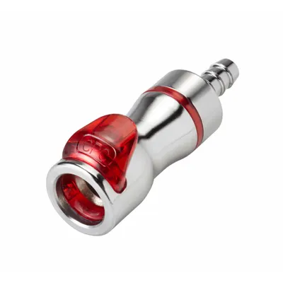 CPC Kopling Sambungan Cepat: Lurus, Ukuran ID 1/4 in, Merah Hangat, Barbed/Koneksi Cepat - Chrome-Plated Brass Quick-Disconnect Tube Fittings