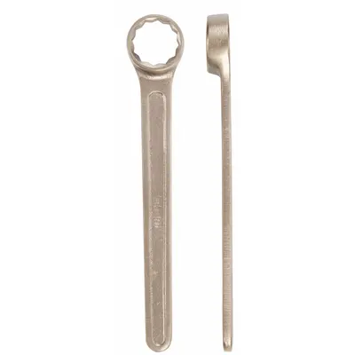 AMPCO Box End Wrench: Natural, 25 mm Head Size, 9 in Overall Lg, Std - Metric, Single End, 12-Point, Box End Nonsparking Wrenches