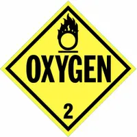 STRANCO INC DOT Container Placard: Oxygen, 10 3/4 in x 10 3/4 in, 10 3/4 in Label Ht, Rigid Styrene (MPN DOTP-0035-PS)