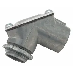 Zinc plain finish 90° pulling elbow for 1/2 in IMC conduit. Features 1/2"-14 NPS male-to-female threads and 2 3/16 in overall length. CSA Certified and UL Listed to UL 514B. Used to change conduit direction and provide access for pulling conductors.