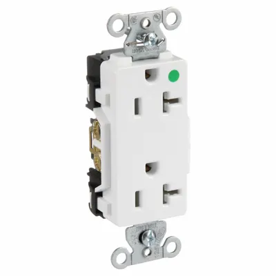 HUBBELL Stopkontak: Spesifikasi Federal Kelas Rumah Sakit, Dupleks Dekorator, 5-20R, Putih, 125V AC - General Purpose Receptacles