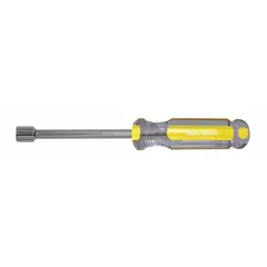 This standard nut driver features a solid round shank and a straight design. The 8 mm metric tip is not magnetized. It is used for tightening or loosening hex fasteners in mechanical assembly, maintenance, and repair tasks.