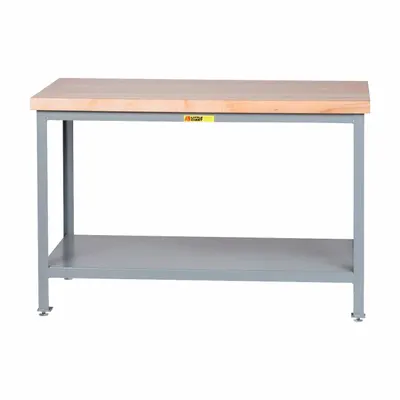 LITTLE GIANT Meja Kerja: Tinggi Dapat Disesuaikan, Blok Jagal, 48 in x 24 in - Butcher-Block-Top Worktables
