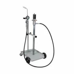 This pneumatic adapter converts a GoatThroat hand-operated drum pump for use with compressed air, enabling faster fluid transfer. Compatible with GoatThroat model GTSCP100GAS. Suitable for industrial and chemical handling applications requiring efficient drum pumping.