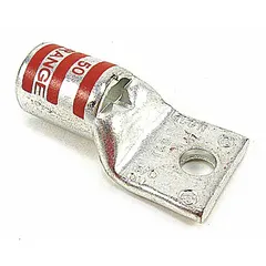 One-hole compression lug for terminating stranded copper wire. Accepts 3/0 AWG conductors with a 1/4 in stud hole. Constructed from copper for standard industrial electrical connections.