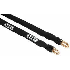 This 10-foot security chain has a 9/16-inch diameter and is made of zinc with a black nylon coating for corrosion resistance. It includes a chain cover and is suitable for indoor and outdoor use. Commonly used for locking gates, equipment, and outdoor storage.