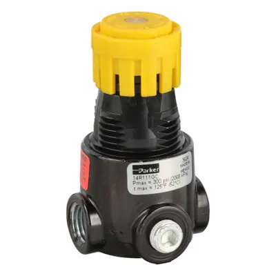 Parker Regulator: Seng, 1/4 in NPT, 15 scfm, 1 psig hingga 60 psig, Tekanan Operasi Maks 300 psig - Parker FRL Air Regulators
