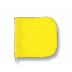Yellow non-reflective replacement flag for vehicle-mounted warning whips. Measures 11 inches in height and 12 inches in width. Used to improve visibility of slow-moving or wide-load vehicles in industrial, construction, and utility applications.