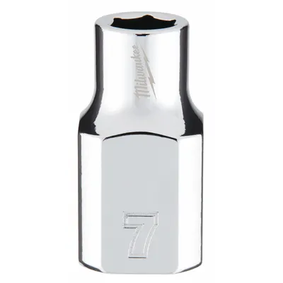Soket Standar MILWAUKEE: Metrik, Ukuran Penggerak 3/8 in, Ukuran Soket 7 mm, 6-Point, Std - Anti-Roll Hand Sockets