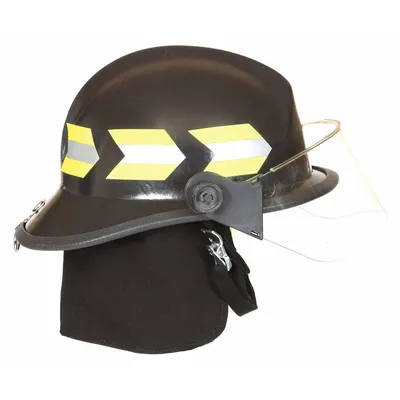 FIRE-DEX Helm Pemadam: Putih, Fiberglass, Tepi Belakang Modern, Tali Dagu - Fire Helmet