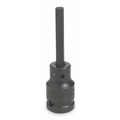 Fixed insert hex impact bit socket with 12 mm tip size and 3 1/4 in overall length. Designed for use with impact wrenches in high-torque fastening applications such as assembly, maintenance, and repair.