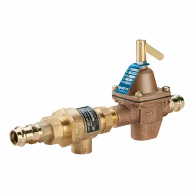 Watts Katup Pengisi Ketel Uap dengan Pencegah Aliran Balik: B911, 1/2 in Ukuran Pipa, 8.5 in Panjang Keseluruhan - Watts Double Check Backflow Preventers