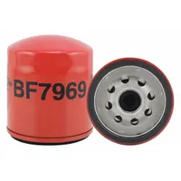 Spin-on fuel filter with cellulose media and integral post seal. Outside diameter 3 in, thread size 13/16"-18. Used in diesel fuel systems to remove contaminants, suitable for heavy-duty truck applications