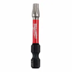 Impact-rated Torx bit with T27 size and hex shank for secure retention in impact drivers. Made of alloy steel, standard length, imperial sizing. Suitable for driving T27 fasteners in assembly, repair, and construction applications.